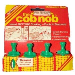 Vintage 1980s Corn Holder Guardsman  The Cob Nob Set 4 piece USA Microwave Safe